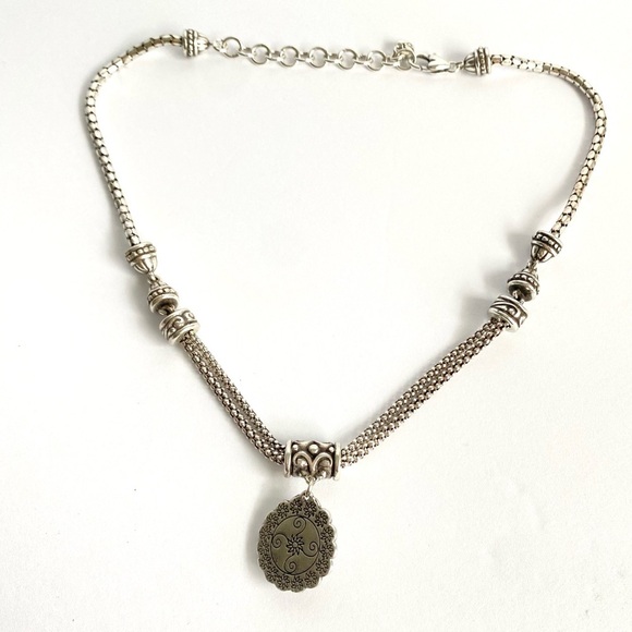 Brighton Silver Necklace with Ornate Round Pendant - Picture 3 of 9